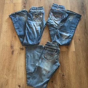 Set of 3 Cowgirl Tuff, Boot cut Jeans